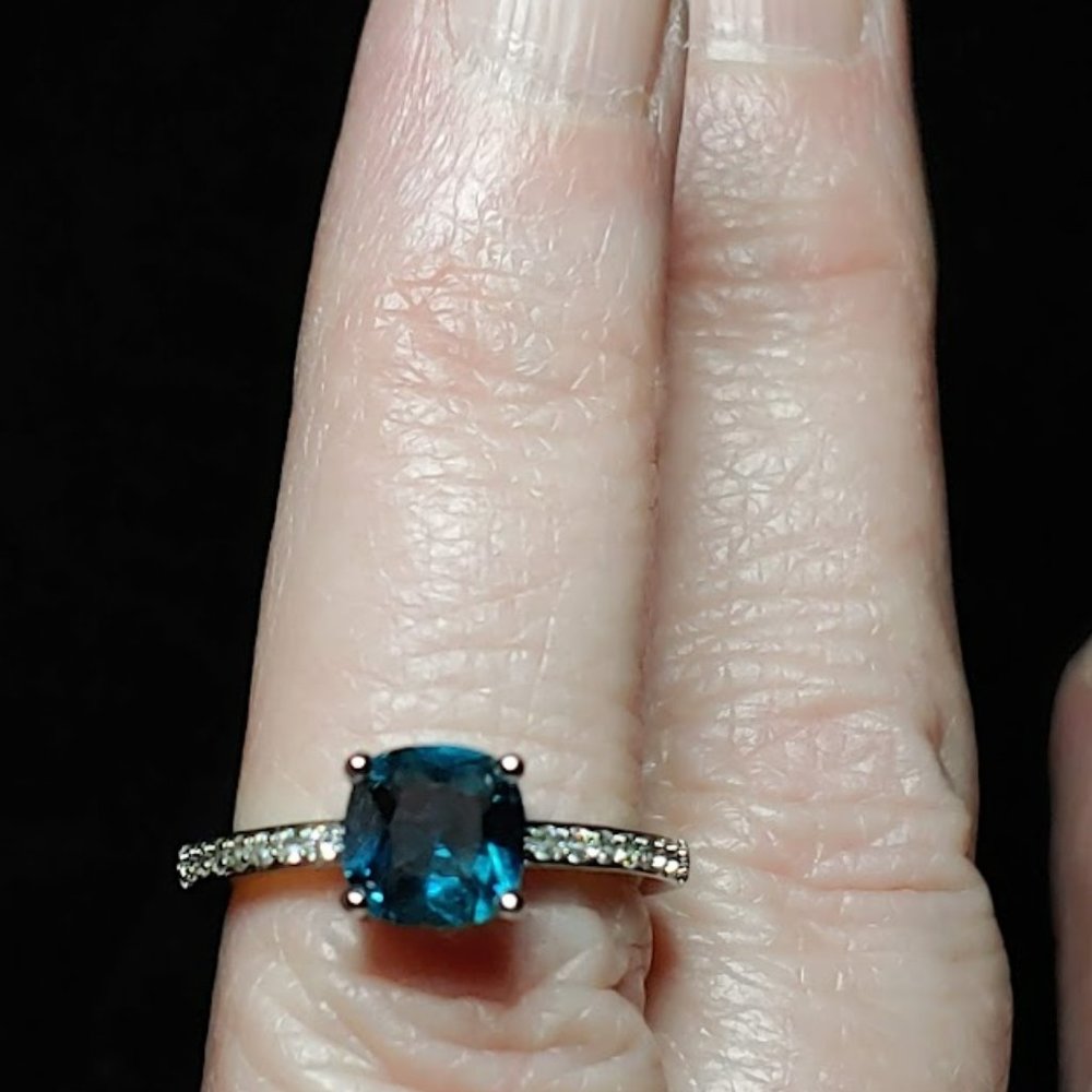 Simulated Sapphire and Diamond Ring
